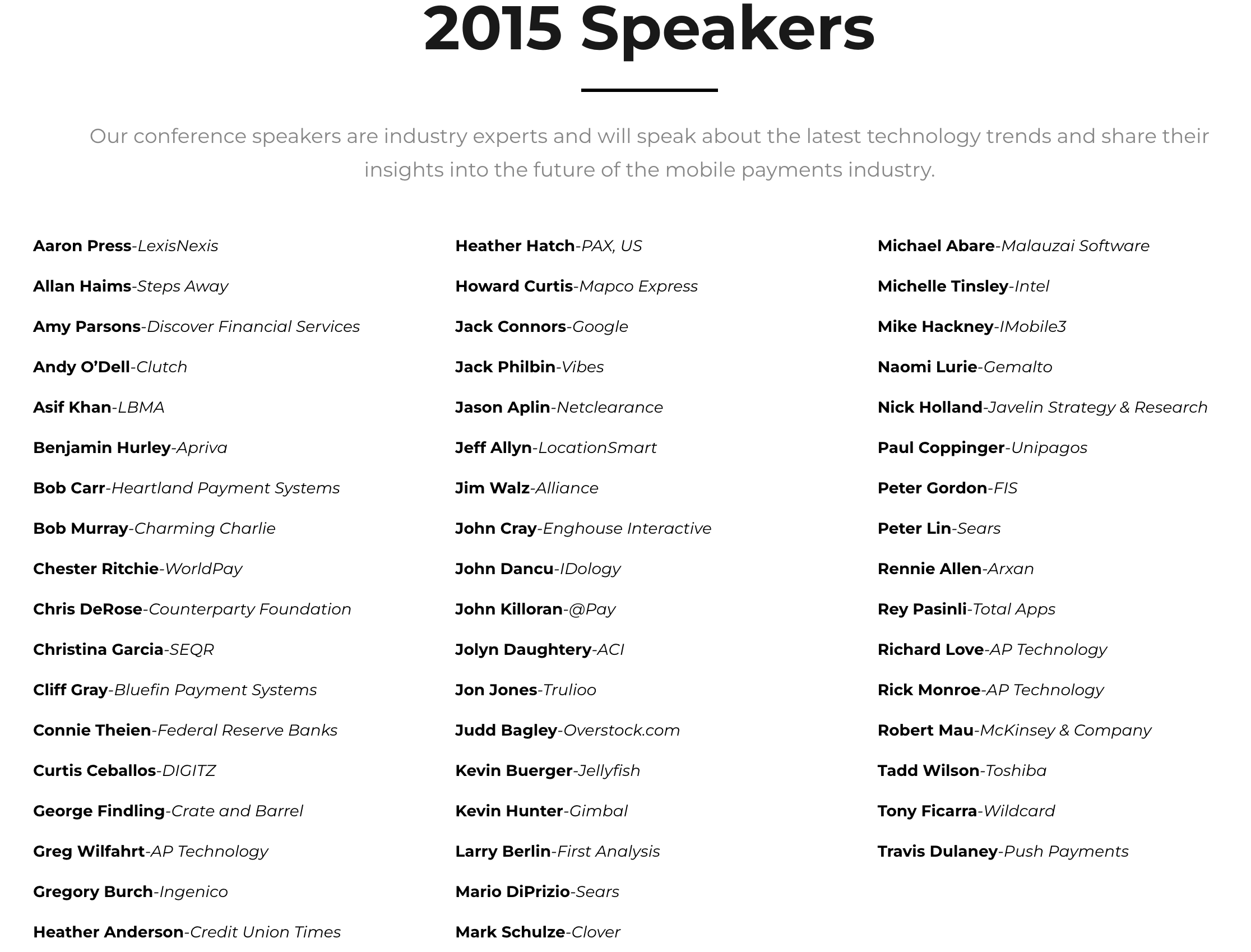 Past Speakers 2015