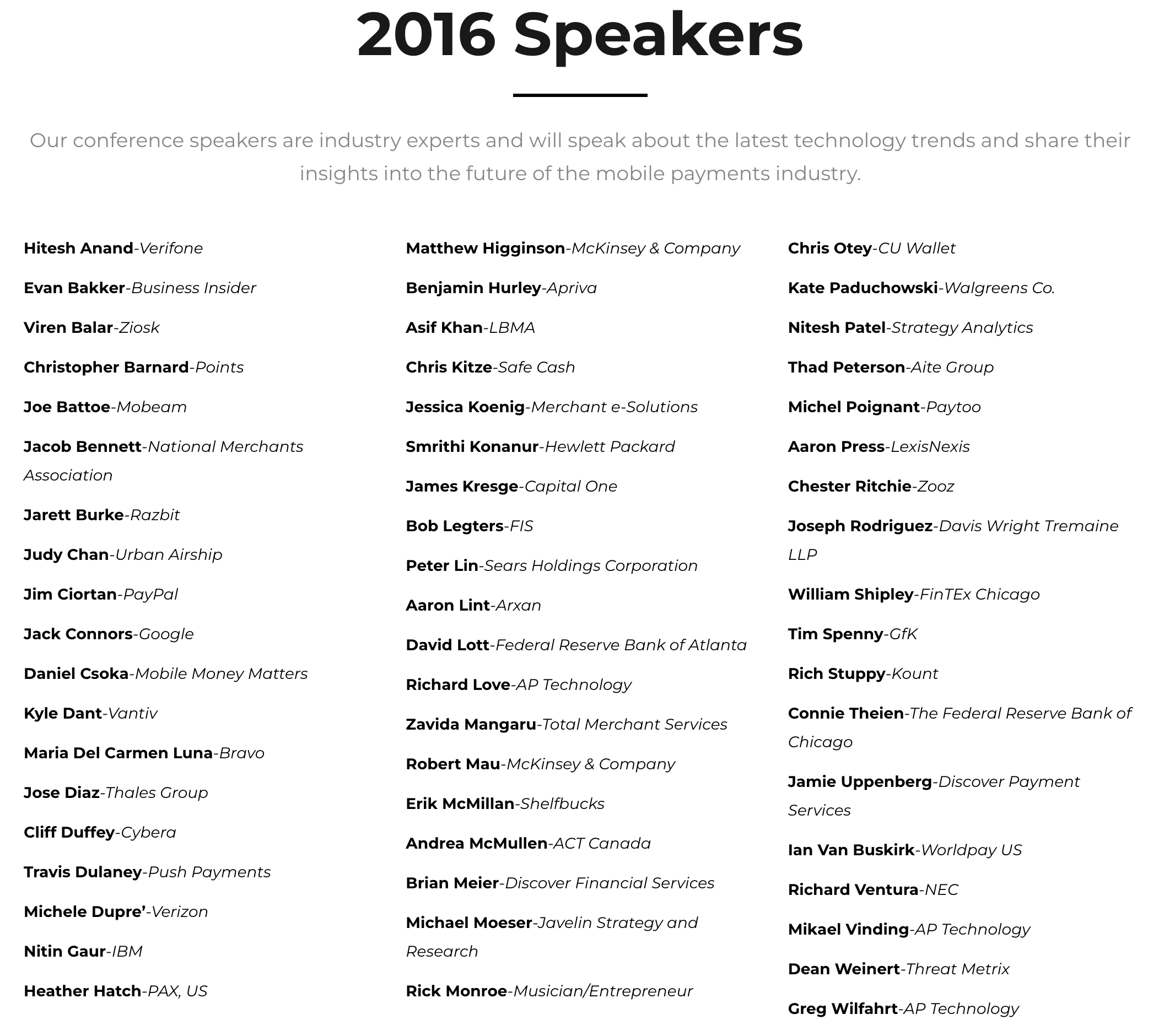 Past Speakers 2016