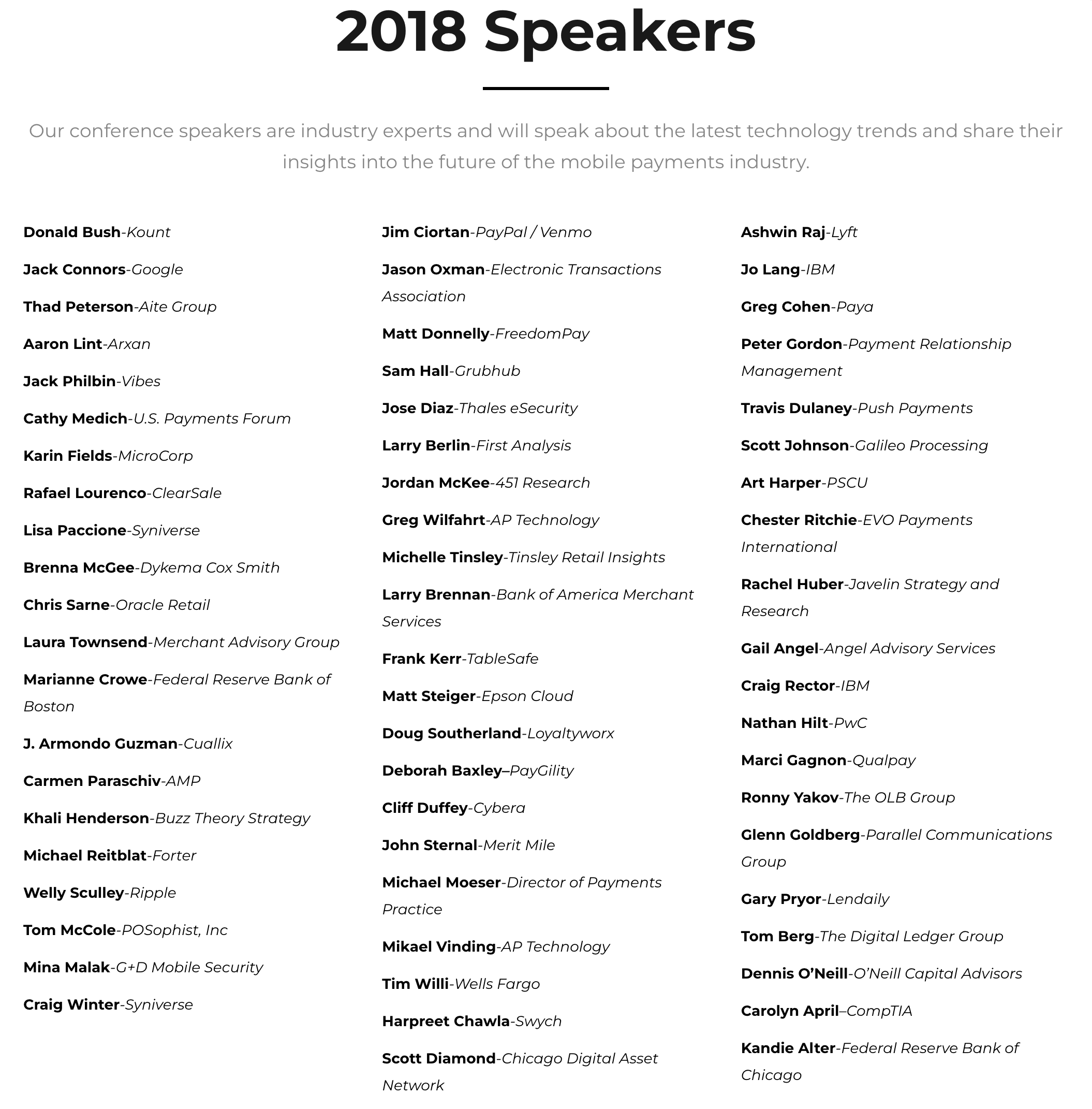 Past Speakers 2018